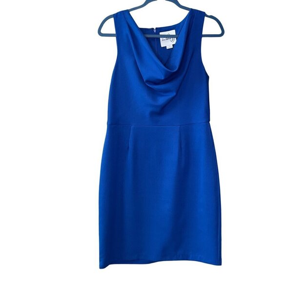 Sam Edelman Blue Draped Neck Sheath Dress Sleeveless Size 8 - Picture 6 of 10